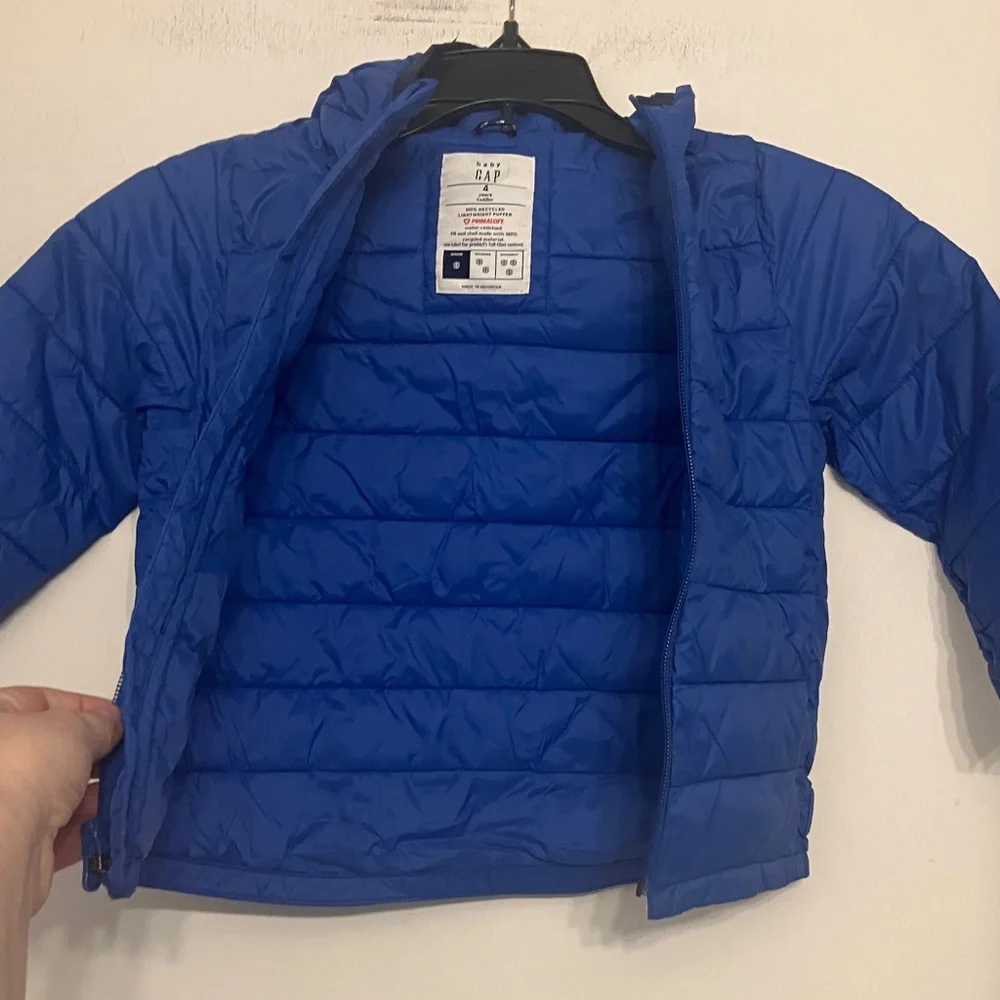 Bay gap light puffer weight water resistant hooded blue full zip 4T toddler